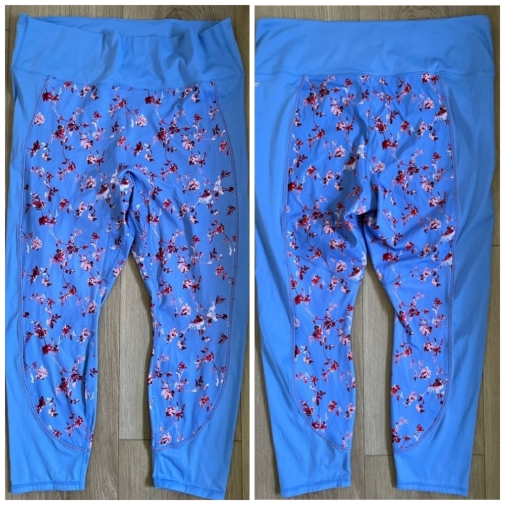 Fabletics Blue Floral Leggings Size 3X Mew Year New You - Picture 3 of 16